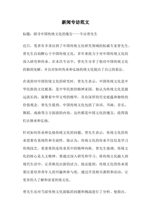 新闻专访范文