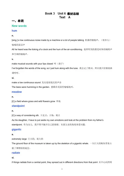 新视野大学英语(第三版)读写教程Book3-Unit6知识点总结