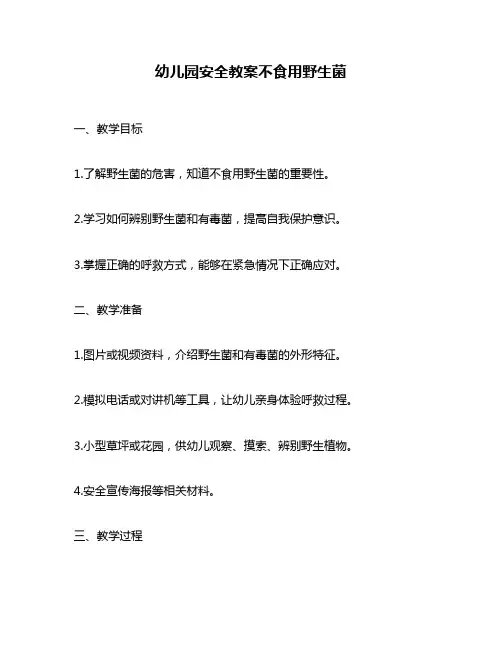 幼儿园安全教案不食用野生菌