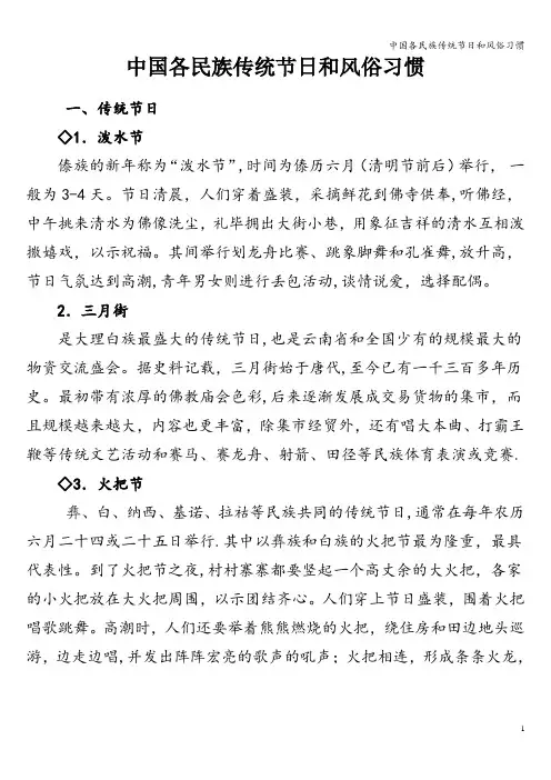 中国各民族传统节日和风俗习惯