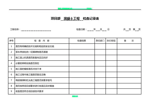 检查表(混凝土工程)