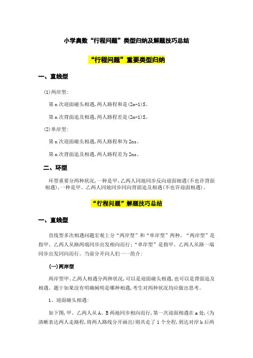 2022年小学奥数行程问题类型归纳及解题技巧总结
