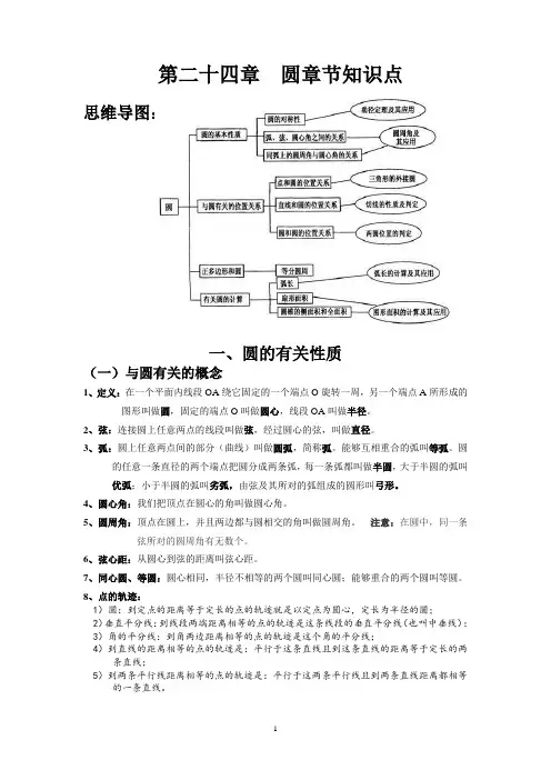 第24章   圆章节知识点及习题及答案