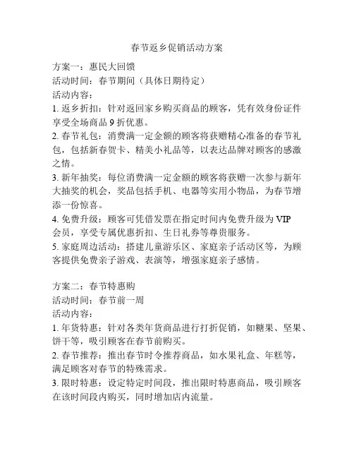 春节返乡促销活动方案