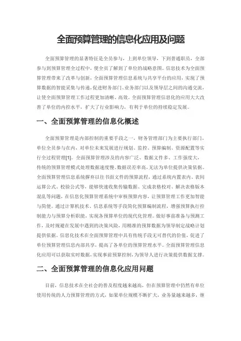 全面预算管理的信息化应用及问题
