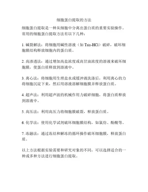 细胞蛋白提取的方法
