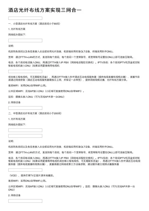 酒店光纤布线方案实现三网合一