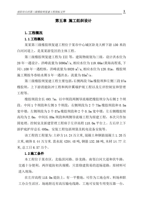 精品某橡胶坝投标施工组