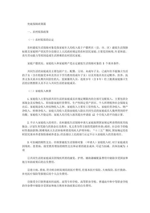 兜底保障政策篇