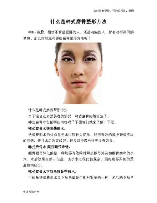 什么是韩式磨骨整形方法