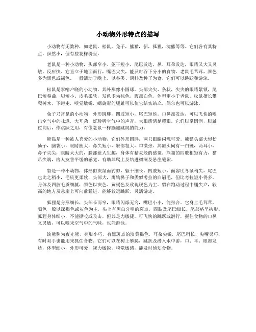 小动物外形特点的描写