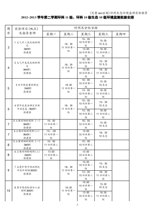 (完整word版)环科生态环境监测实验指导