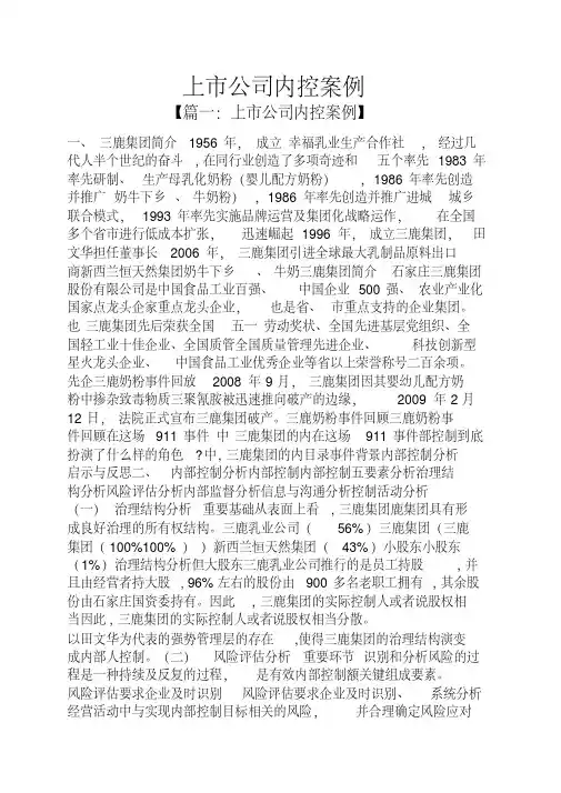 上市公司内控案例