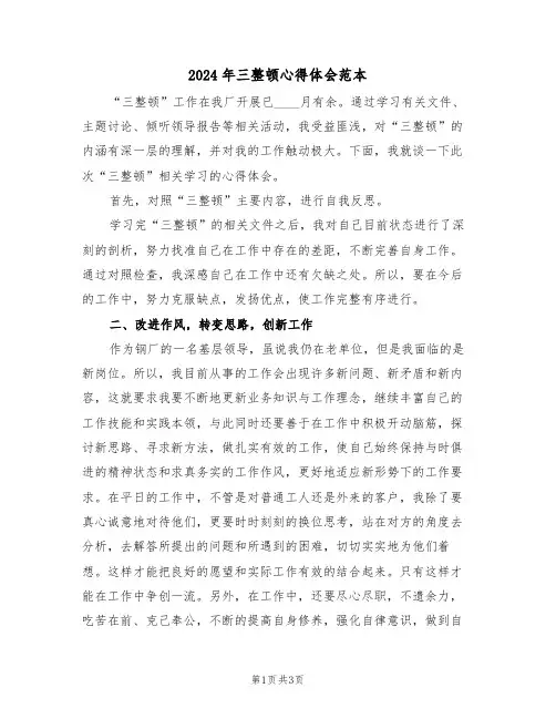 2024年三整顿心得体会范本(2篇)