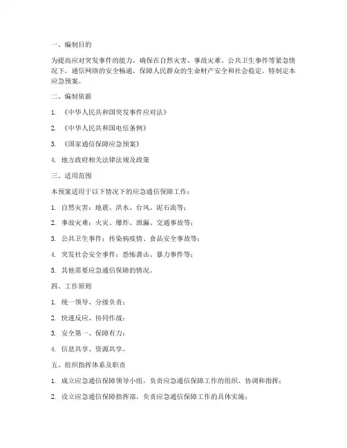应急通信保障应急预案