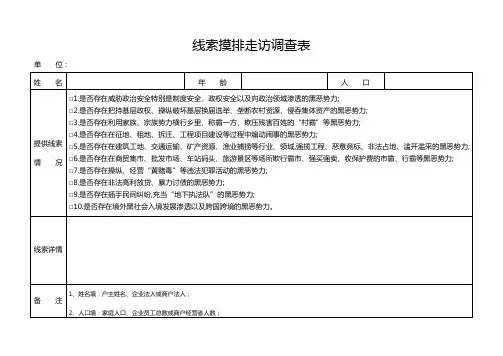 线索摸排走访调查表