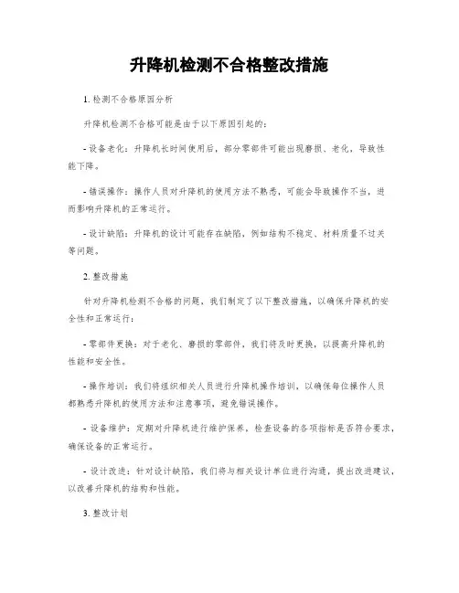 升降机检测不合格整改措施