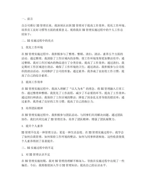 5s个人工作总结