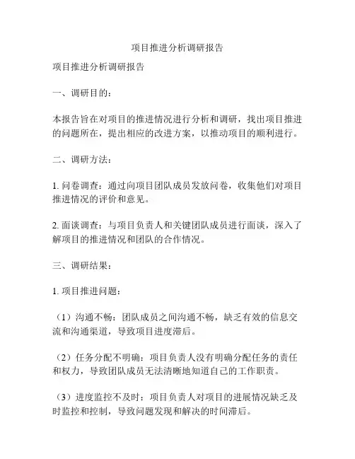 项目推进分析调研报告