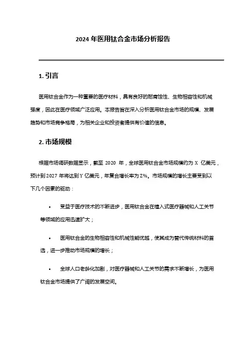 2024年医用钛合金市场分析报告