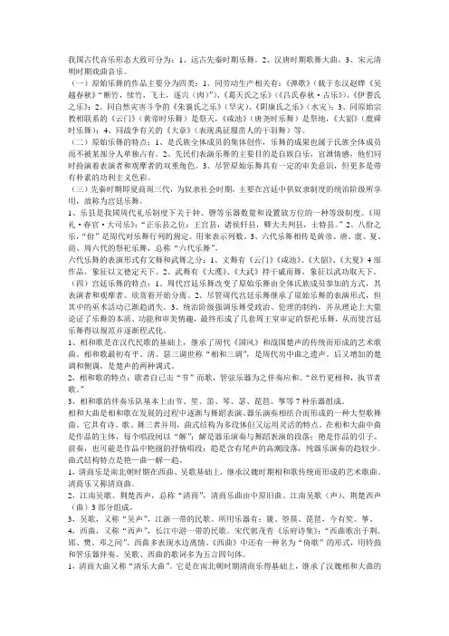 中国古代音乐史复习重点
