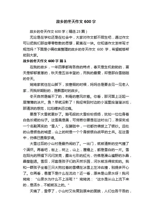 故乡的冬天作文600字（精选23篇）