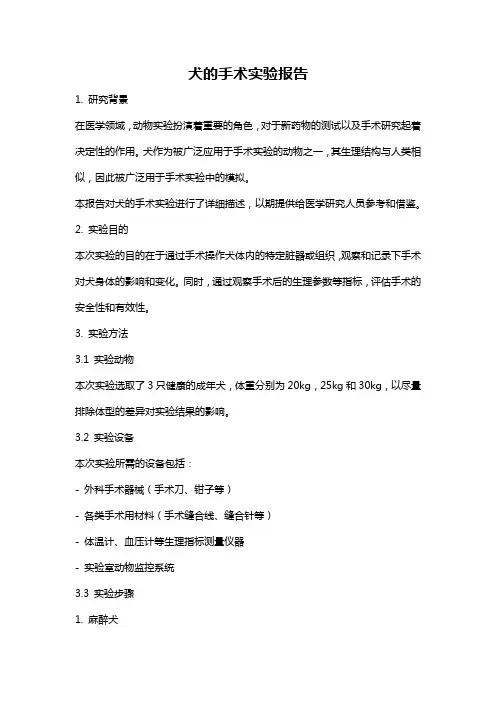 犬的手术实验报告