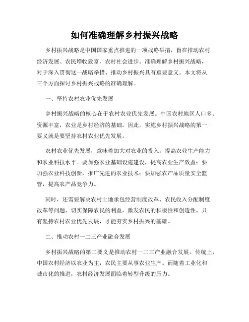 如何准确理解乡村振兴战略