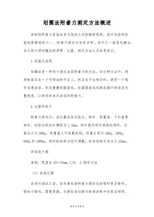 划圈法附着力测定方法概述