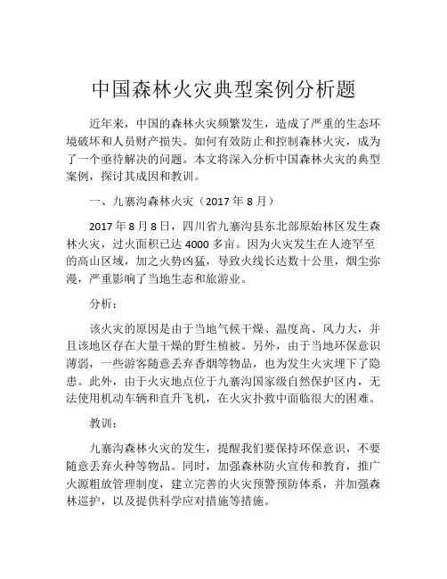 中国森林火灾典型案例分析题