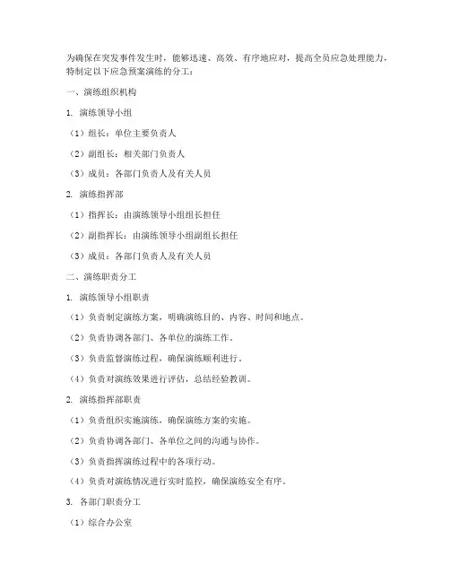 应急预案演练的分工