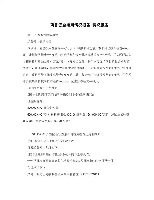 项目资金使用情况报告  情况报告