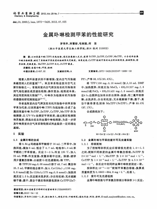 金属卟啉检测甲苯的性能研究