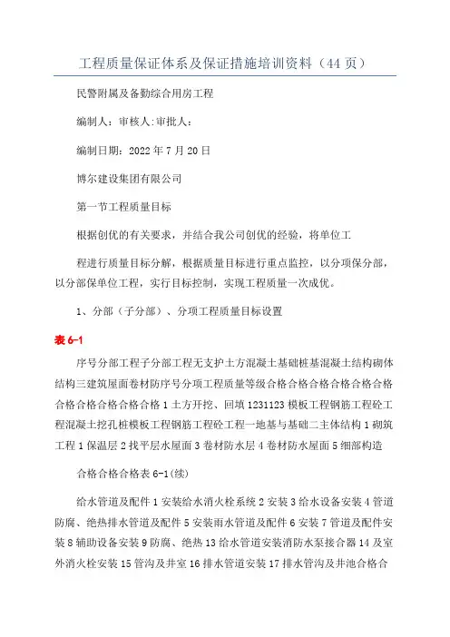 工程质量保证体系及保证措施培训资料(44页)