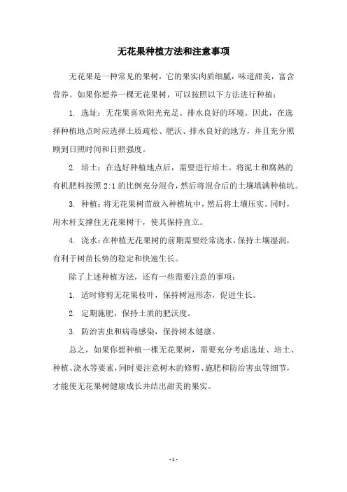 无花果种植方法和注意事项
