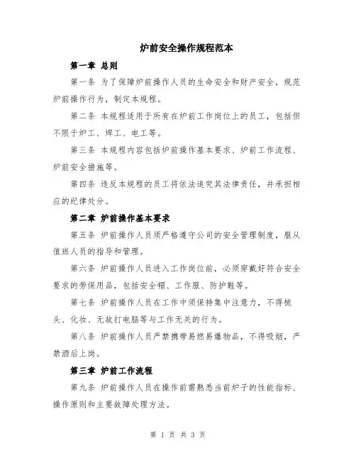 炉前安全操作规程范本