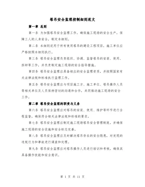 塔吊安全监理控制细则范文(4篇)