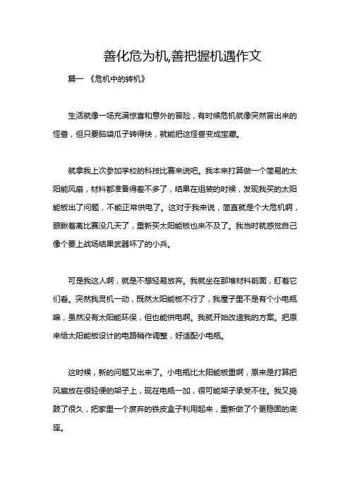 善化危为机,善把握机遇作文