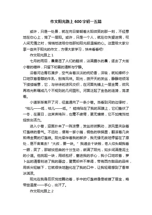 作文阳光路上600字初一五篇