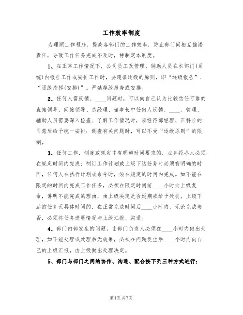 工作效率制度（5篇）
