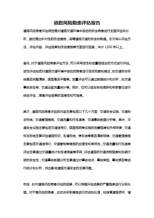 道路风险隐患评估报告