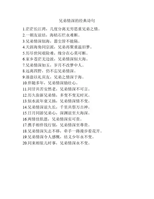 兄弟情深的经典诗句