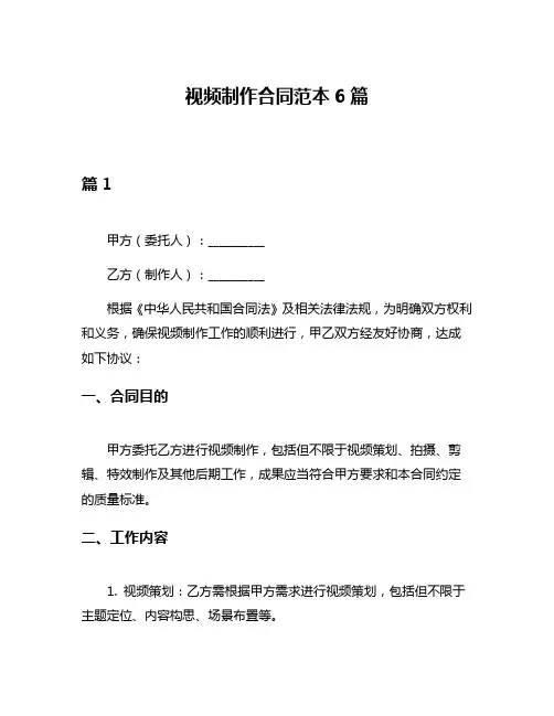 视频制作合同范本6篇