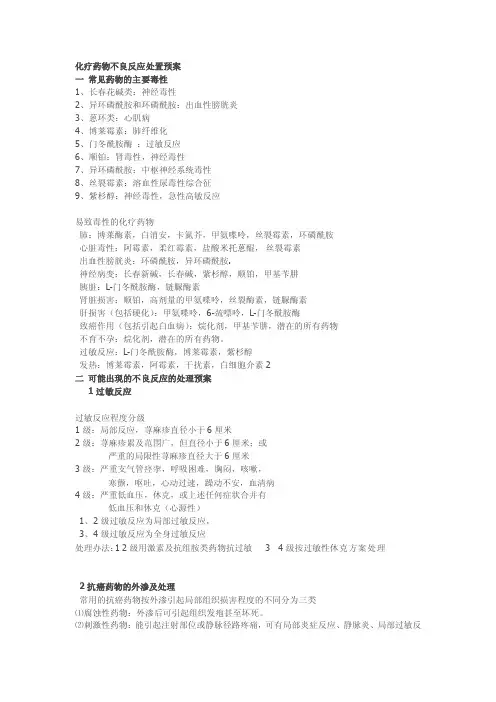 化疗药物不良反应的处理预案[试题]