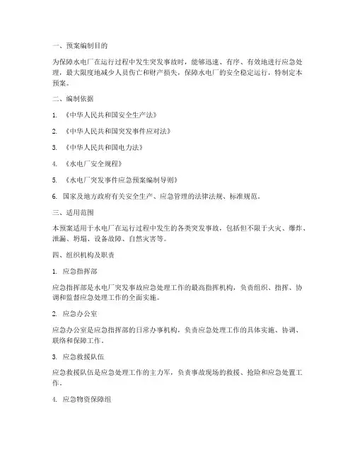 水电突发事故应急处理预案