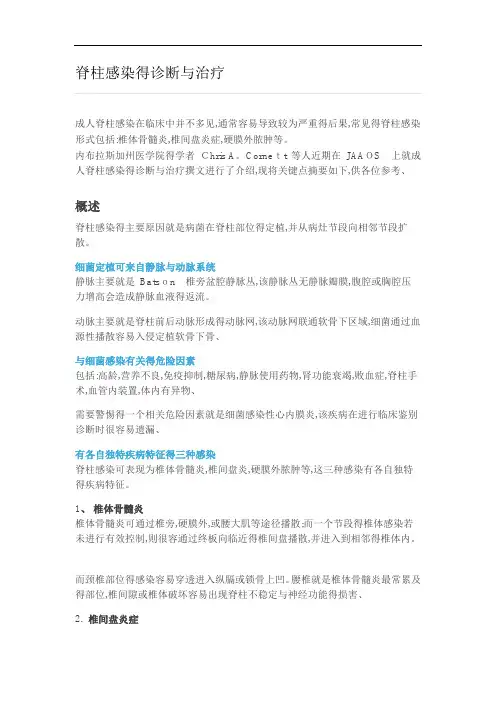 脊柱感染的诊断和治疗