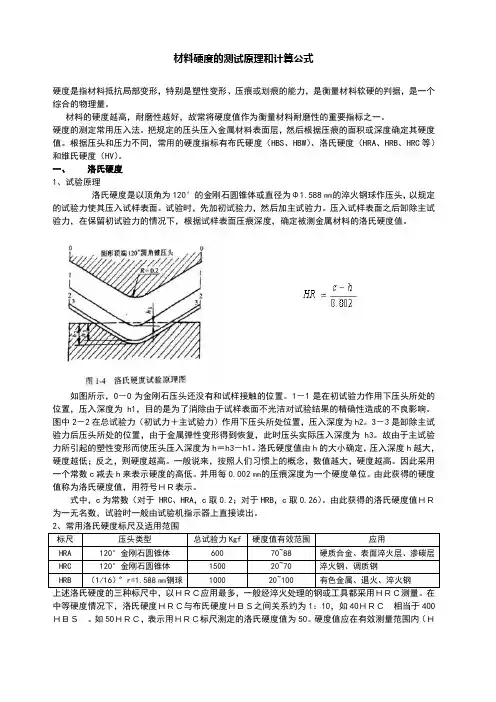 硬度的测试原理和计算公式