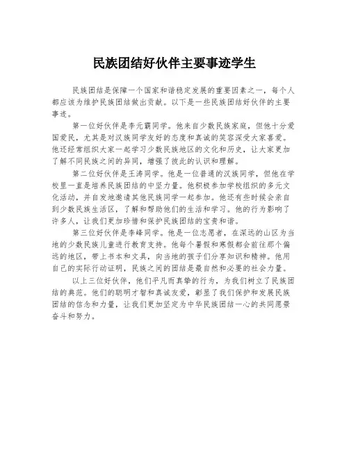 民族团结好伙伴主要事迹学生