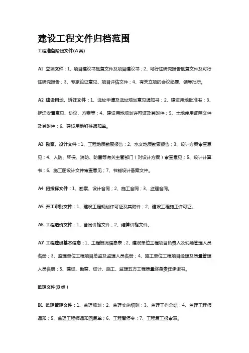 建设工程文件归档范围