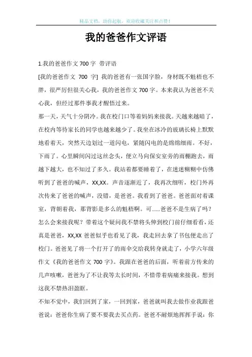我的爸爸作文评语